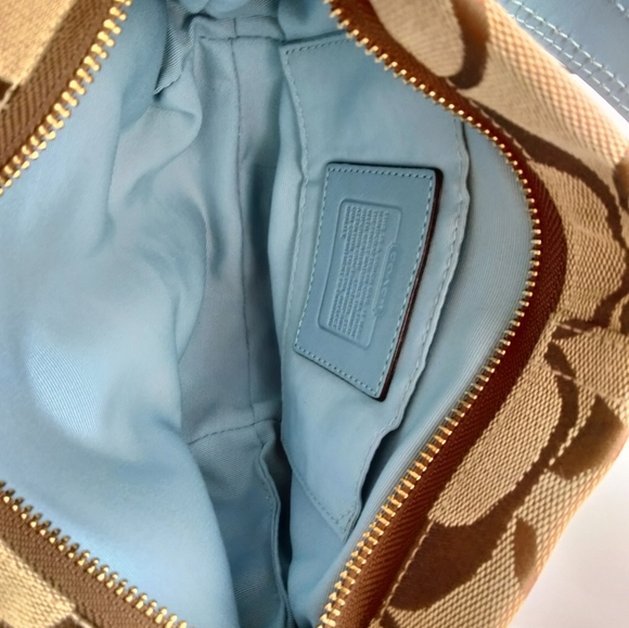 COACH Blue/Brown signature Vintage Handbag - Picture 5 of 15